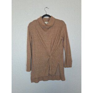 Women’s Earthbound Waffle Knit Front Knot Cowl Neck Shirt Size Med